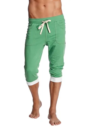 Cuffed Yoga Pants (Bamboo Green w/White)