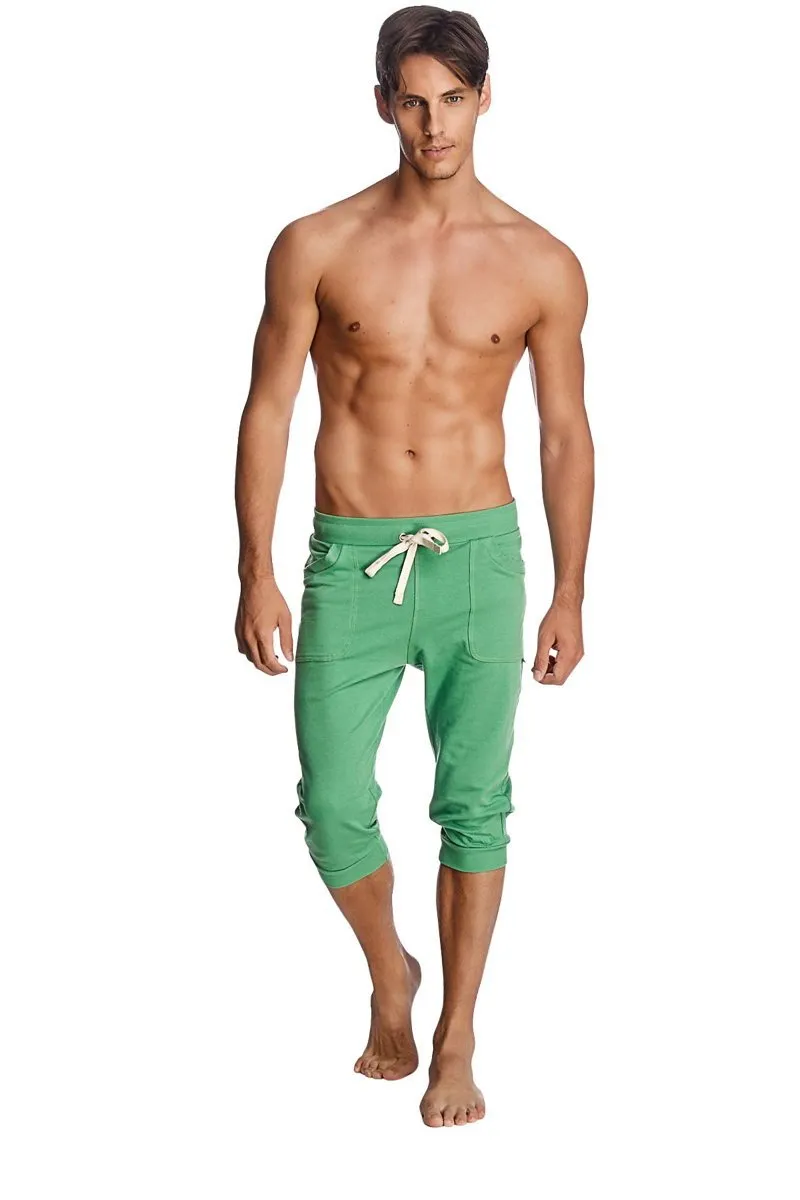 Cuffed Yoga Pants (Bamboo Green w/White)