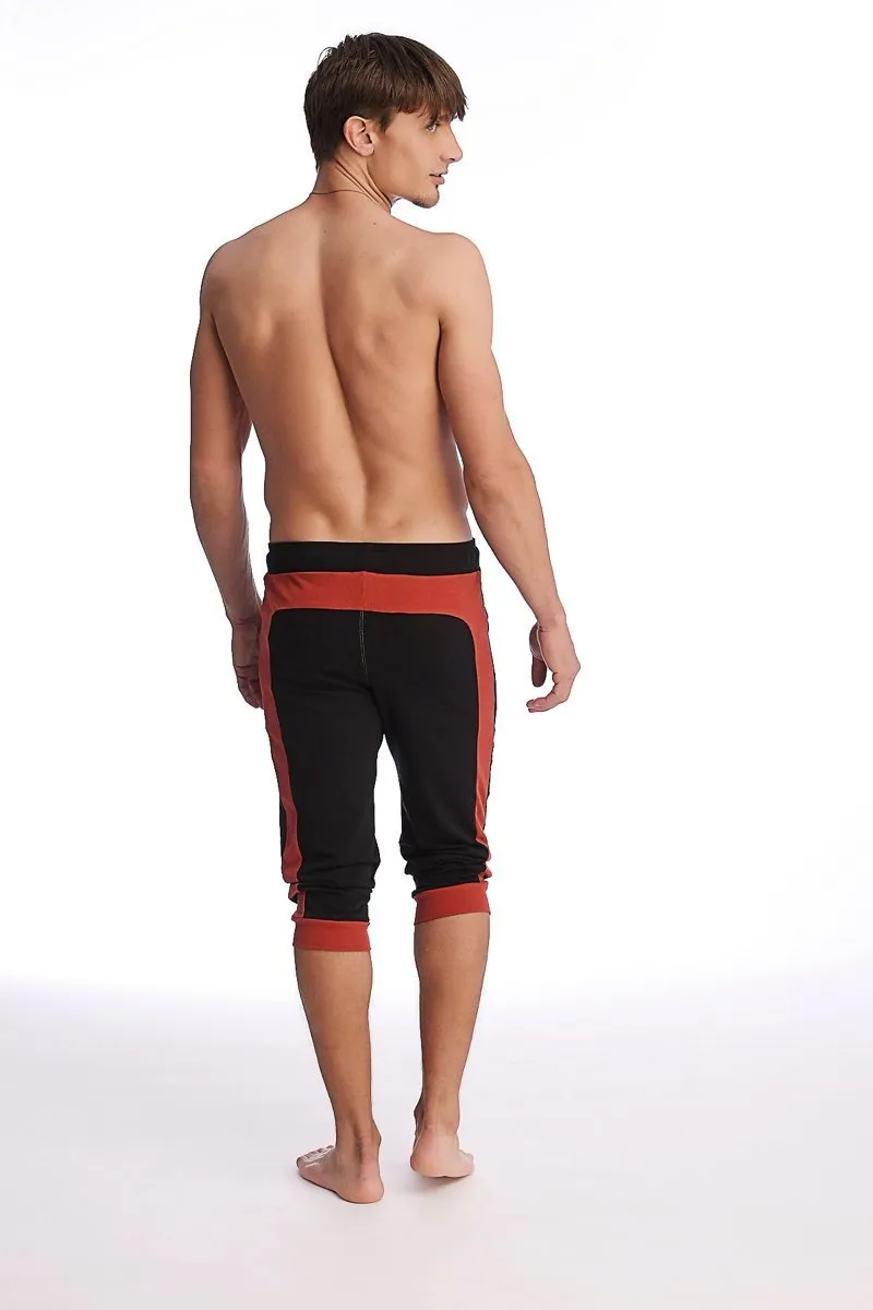 Cuffed Yoga Pants (Black w/Cinnabar)