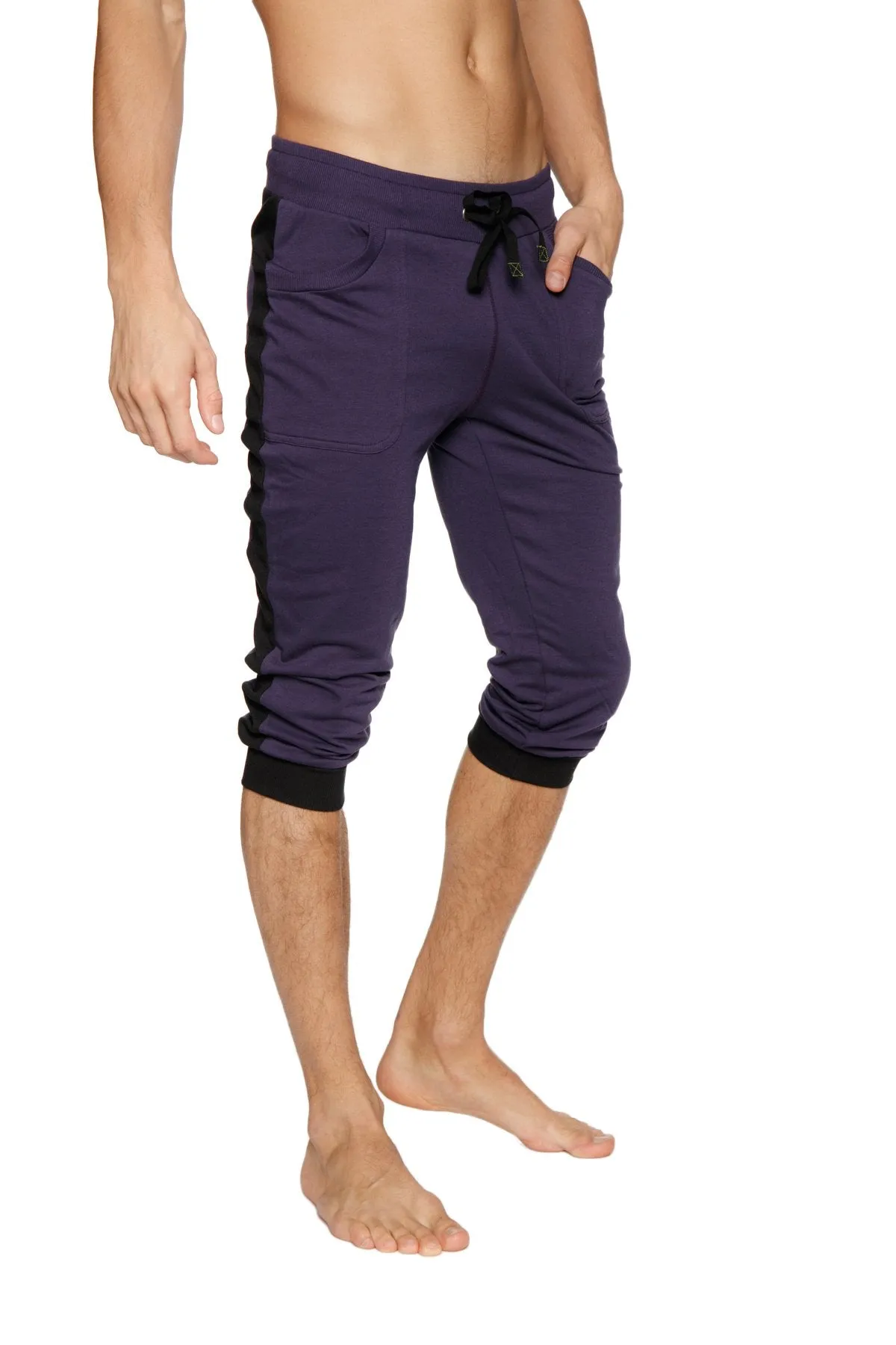 Cuffed Yoga Pants (Eggplant w/Black)