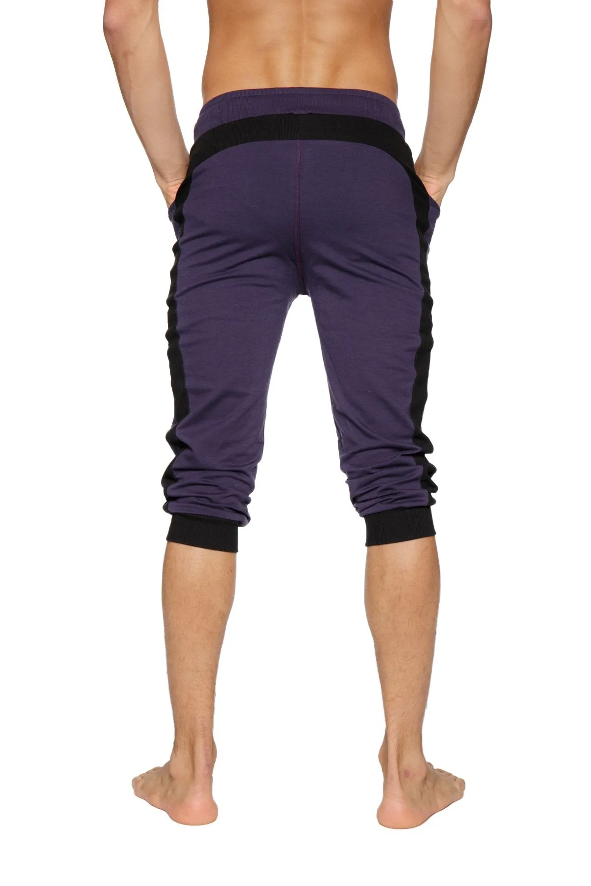 Cuffed Yoga Pants (Eggplant w/Black)