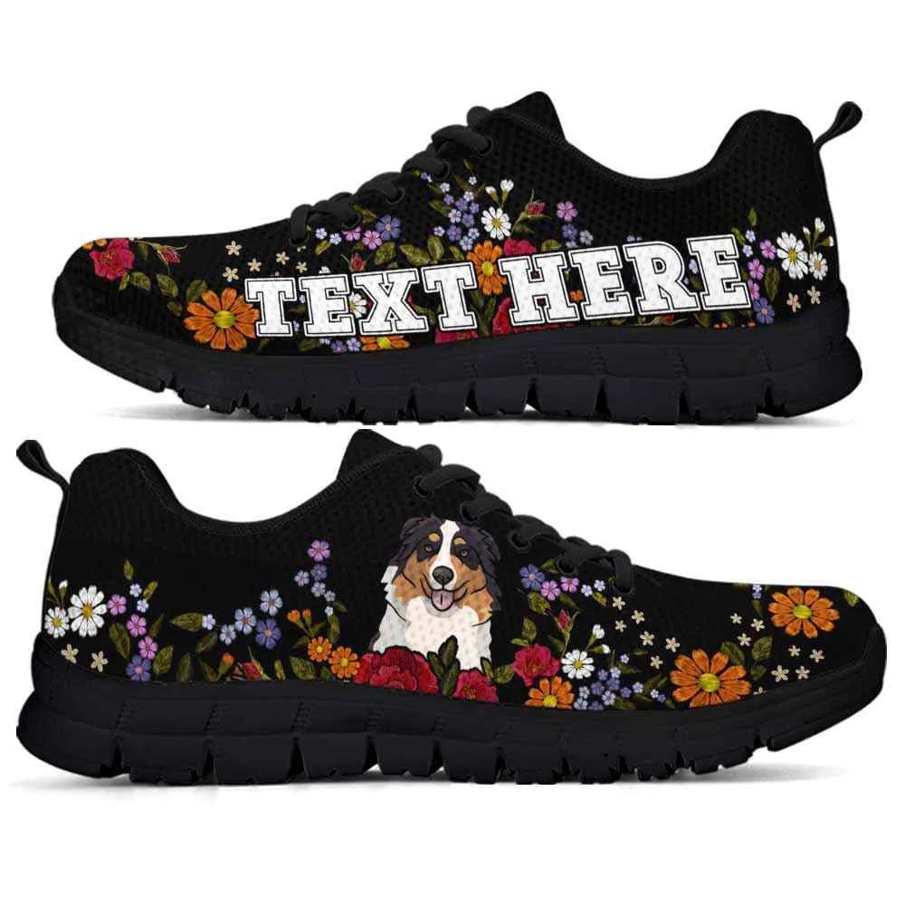 Custom Name Aussie Sneaker, Aussie Colorful Flower Floral Dog Lovers Sneakers Gym Running Shoes, Best Running Shoes