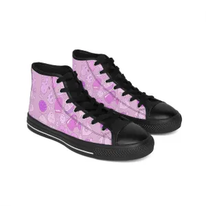 Cute Pink Doodle Characters Women's Classic Sneakers