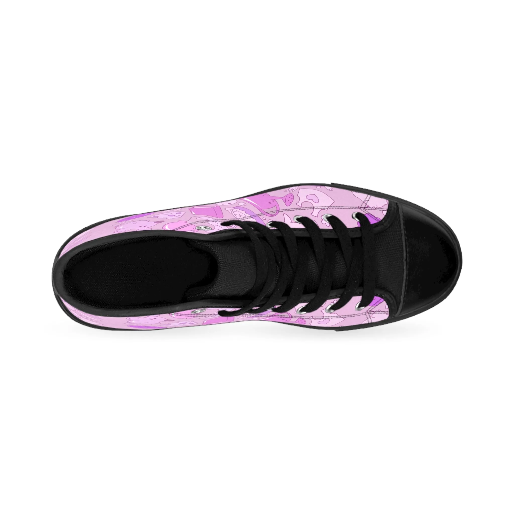 Cute Pink Doodle Characters Women's Classic Sneakers