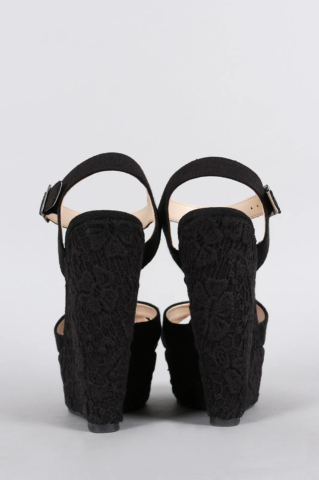 Delicious Crochet Cross Strap Platform Wedge