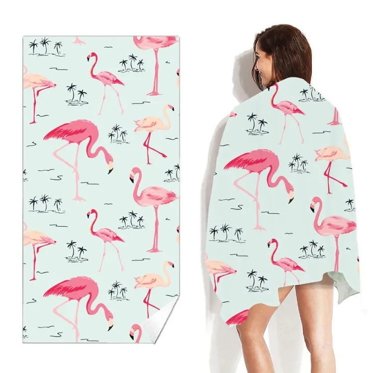 Double-Faced Velvet Quick-Drying Beach Towel Printed Microfiber Beach Swimming Towel, Size: 160 x 80cm(Coconine Flamingo)