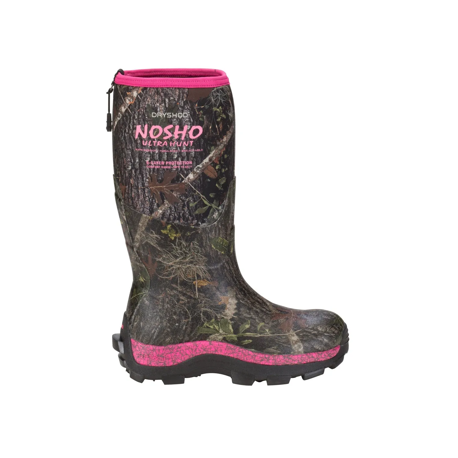 Dryshod Womens Ultra Hunt Cold-Conditions Camo/Pink Extreme Hunting Boots