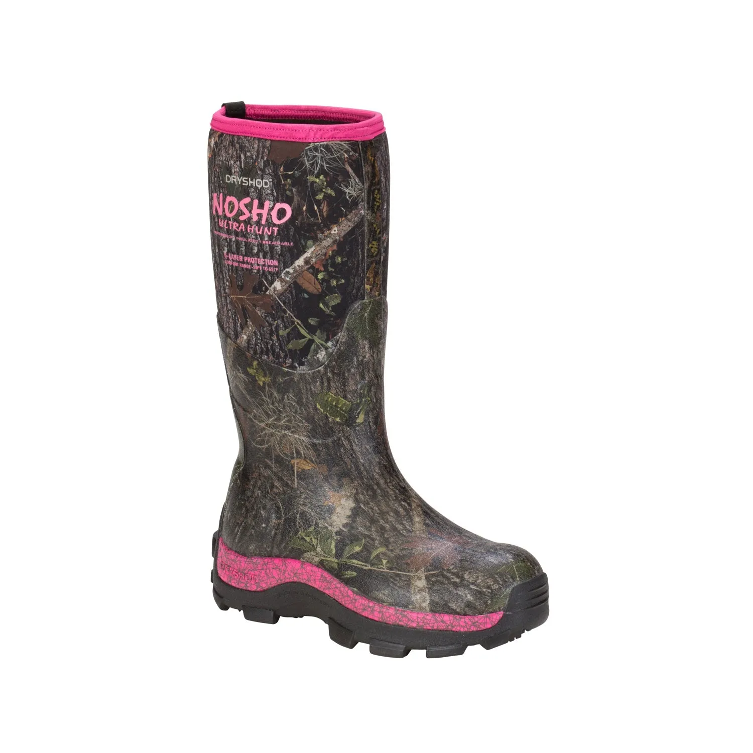 Dryshod Womens Ultra Hunt Cold-Conditions Camo/Pink Extreme Hunting Boots