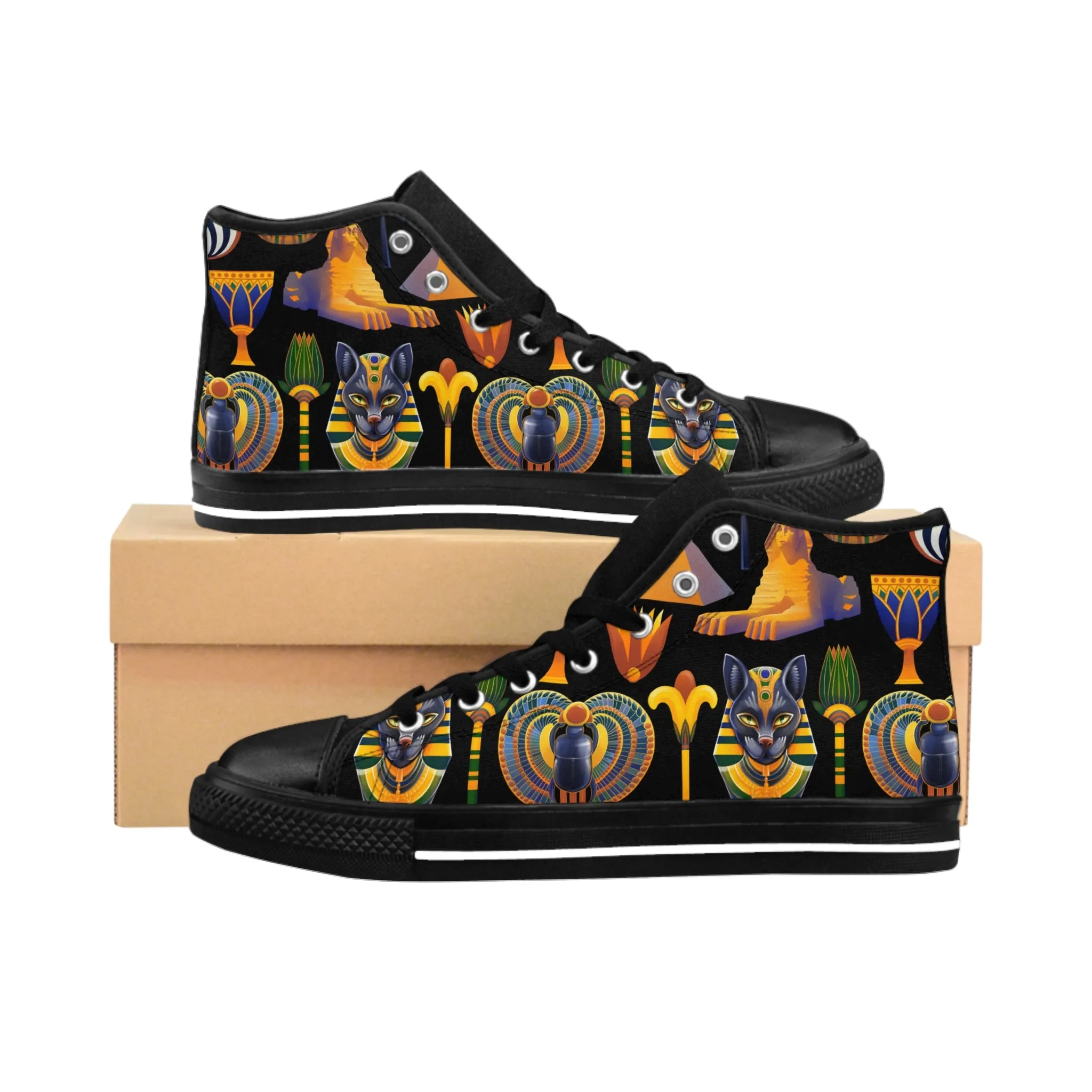 Egyptian Theme Pattern Women's Classic Sneakers