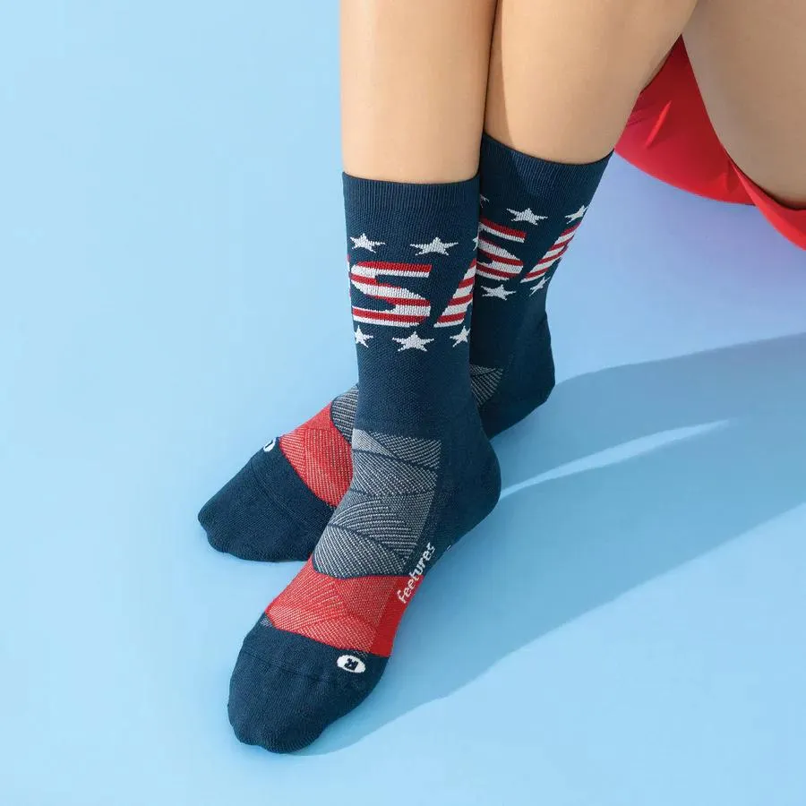 Elite Light Cushion Mini Crew Socks USA Navy