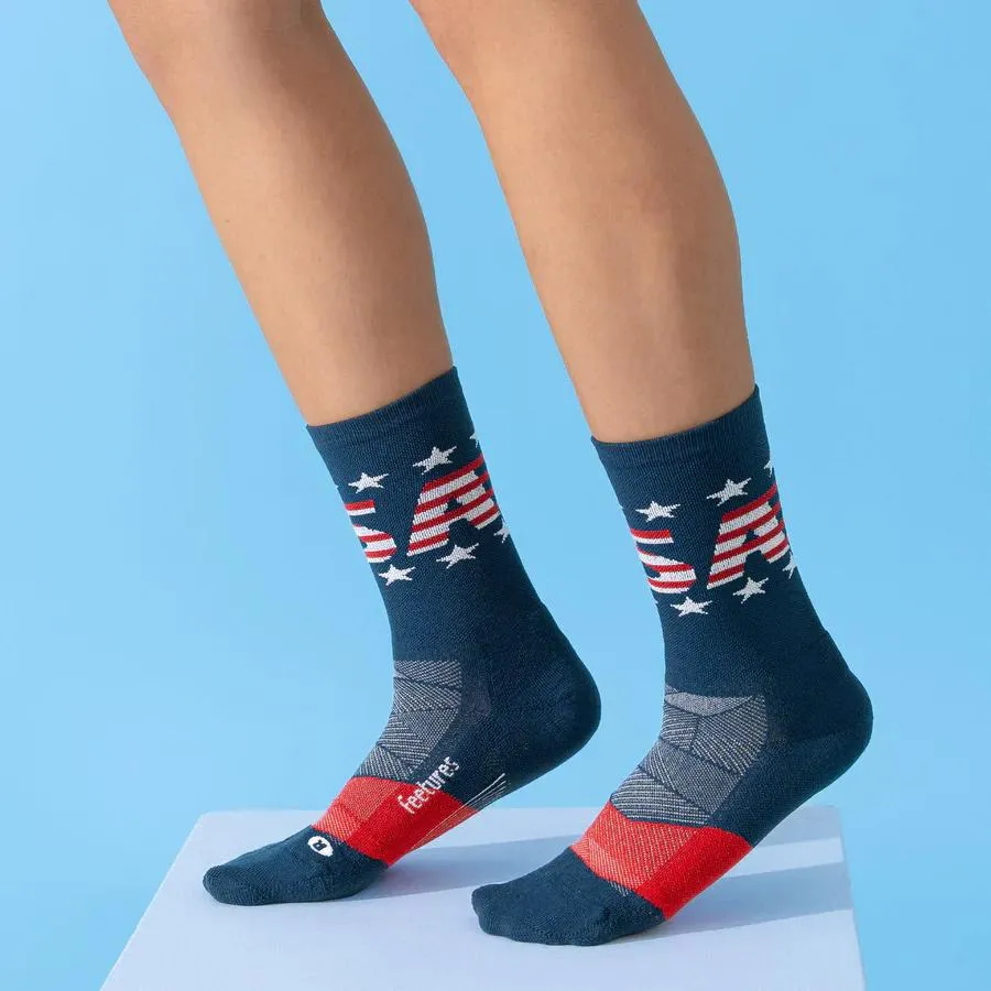 Elite Light Cushion Mini Crew Socks USA Navy