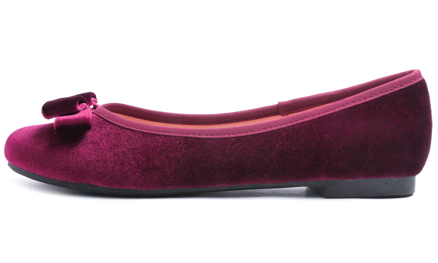 Feversole Women's Round Toe Cute Bow Trim Ballet Flats Burgundy Red Velvet Metal Buckle