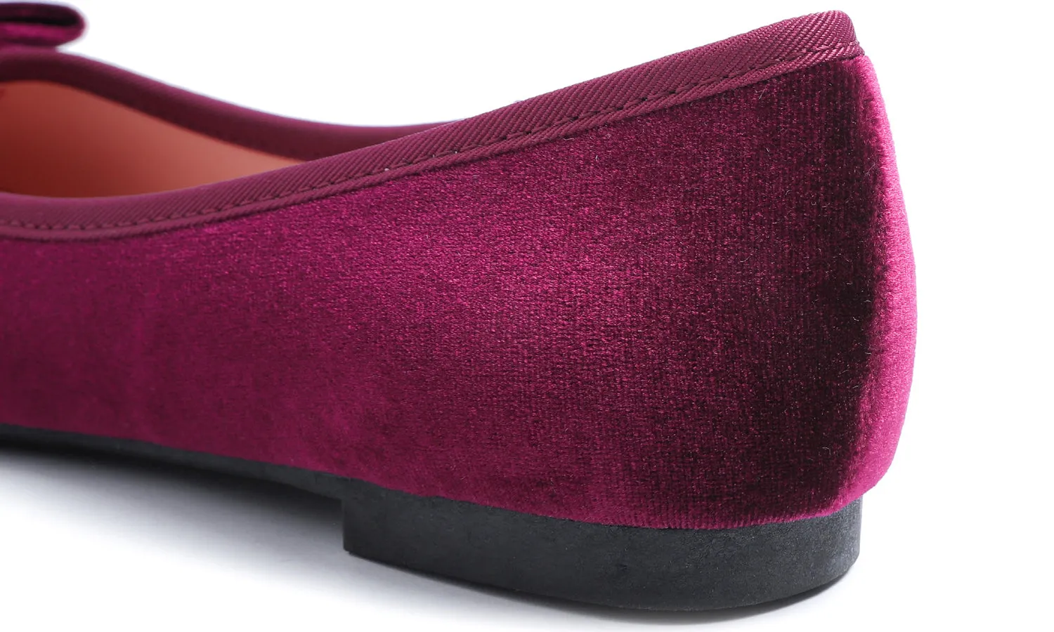 Feversole Women's Round Toe Cute Bow Trim Ballet Flats Burgundy Red Velvet Metal Buckle