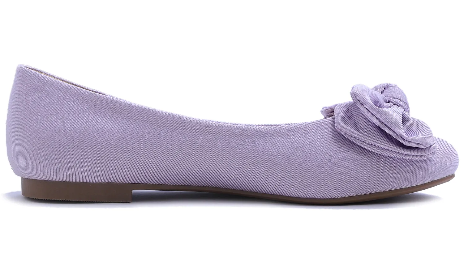 Feversole Women's Round Toe Cute Bow Trim Ballet Flats Lavender Purple