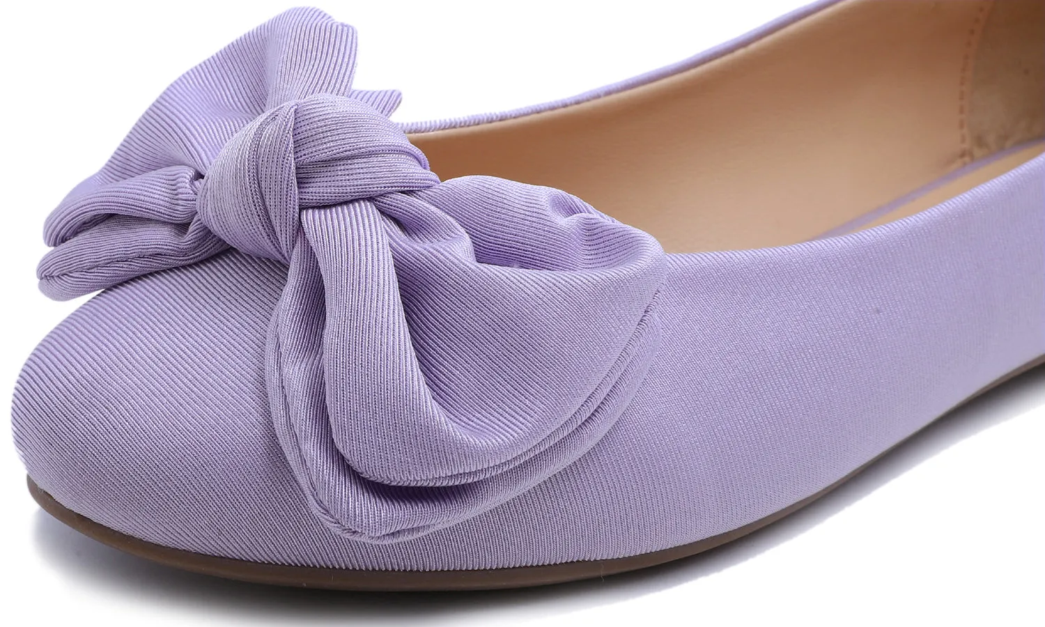 Feversole Women's Round Toe Cute Bow Trim Ballet Flats Lavender Purple