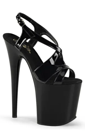 FLAMINGO-831 Black Patent Platform Heels