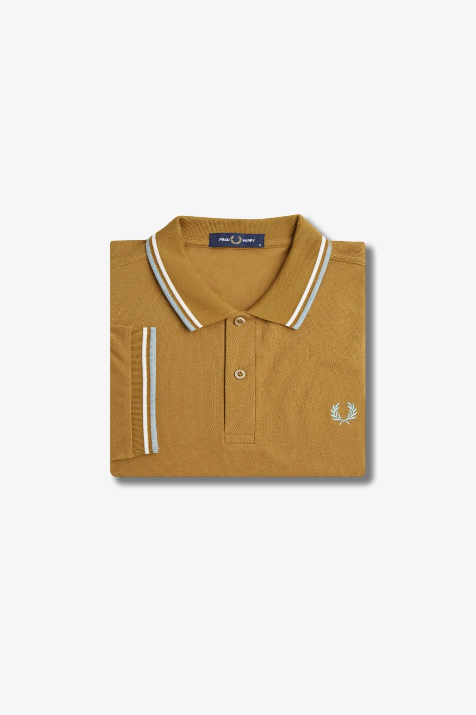 Fred Perry Dark Caramel Polo with White and Silver Blue Twin Tipping