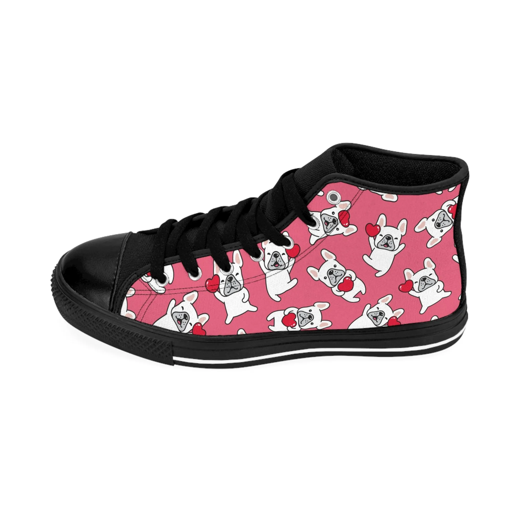 French Bulldog Pink Background Women's Classic Sneakers