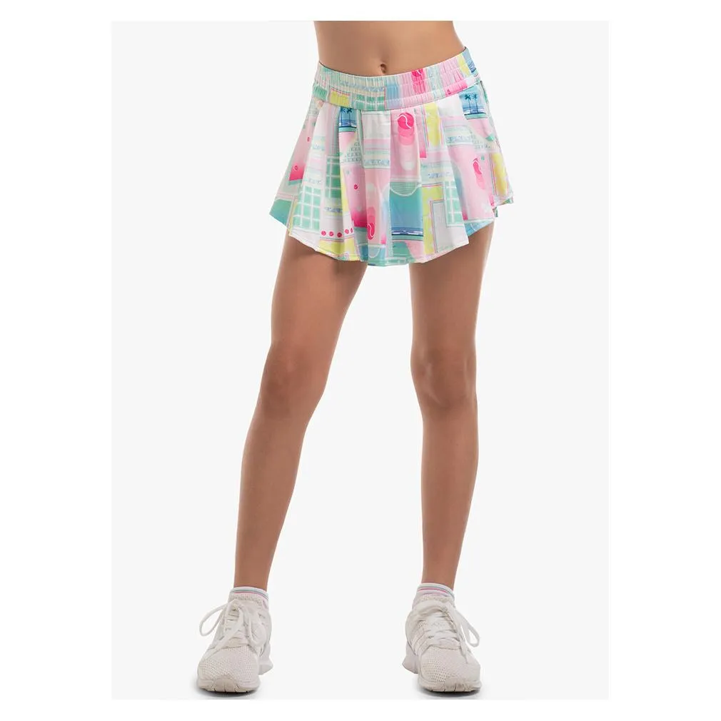 Girl's Deco Love Racket Tennis Skort Peony