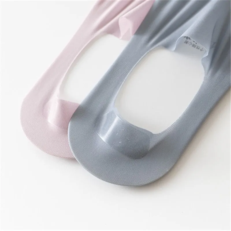 Ice Silk Low Top Socks Cotton Bottom Invisible Thin Silicone Non-slip Tight