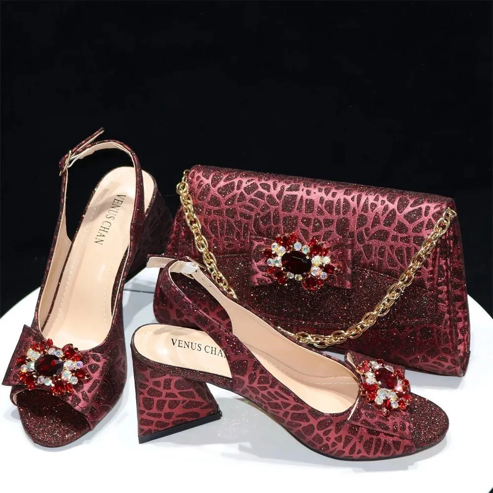 Italian Shoes & Bag Set with African Flair for Evening Glam