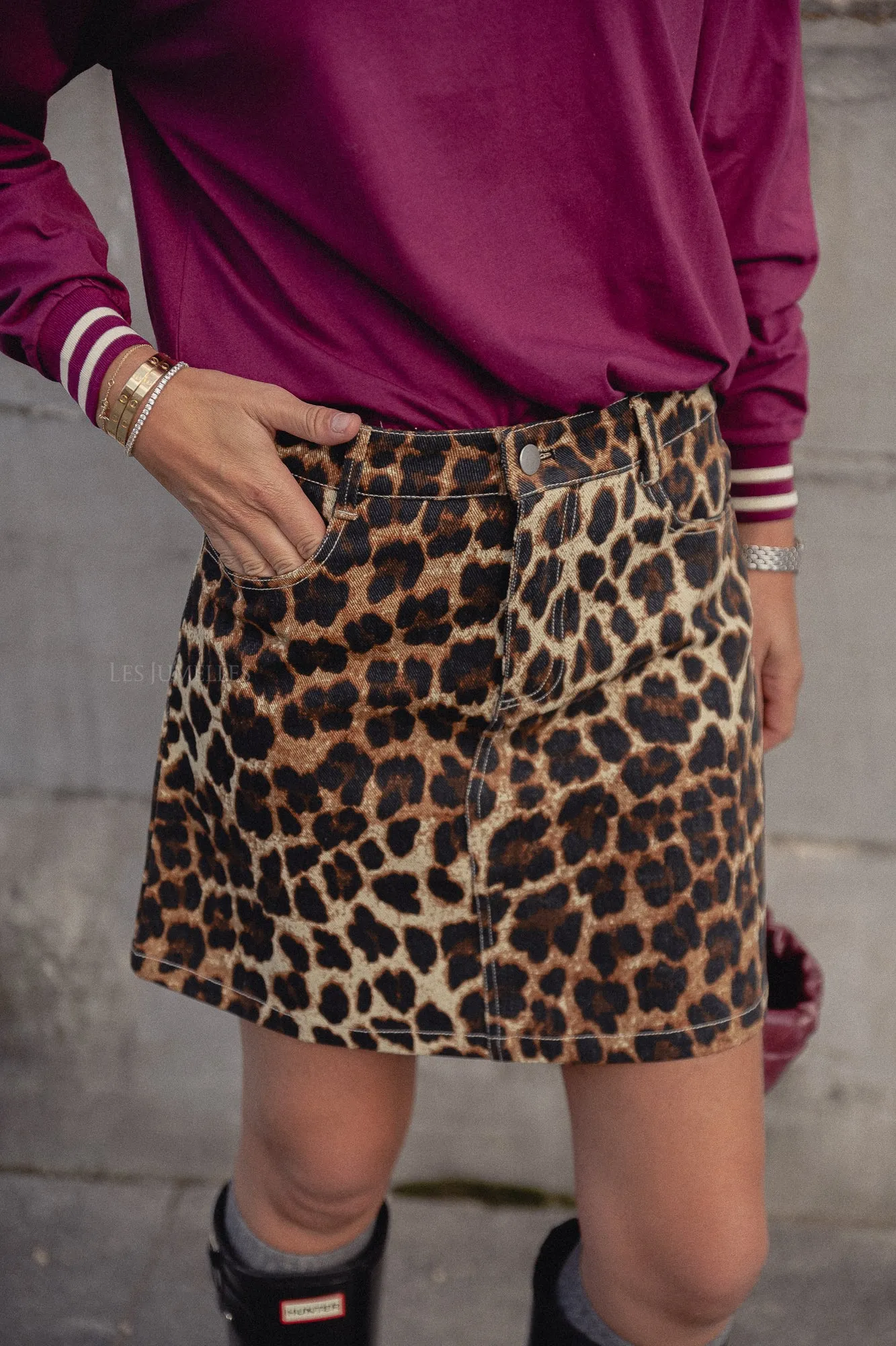 Jodie denim skirt leopard