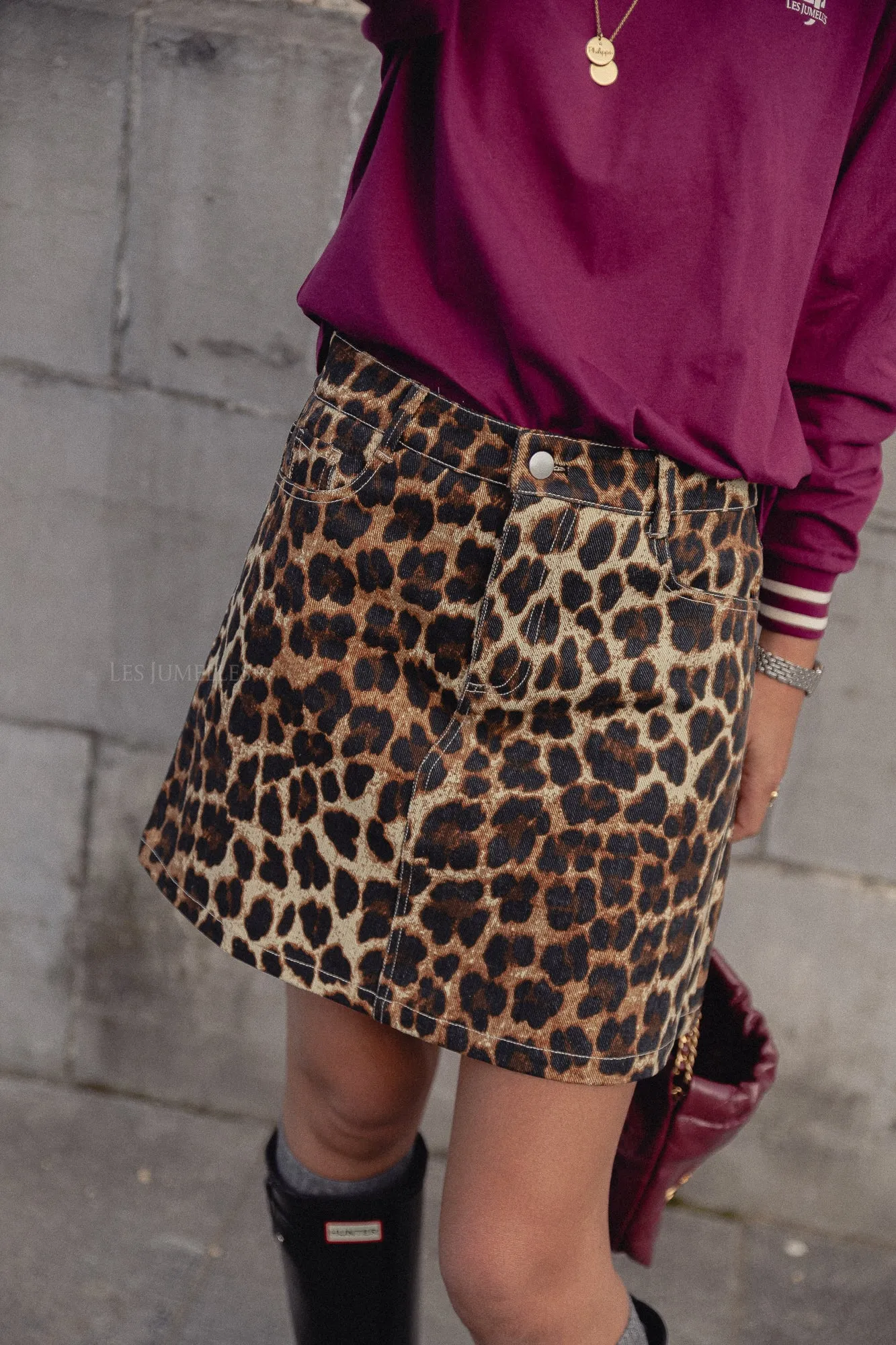 Jodie denim skirt leopard