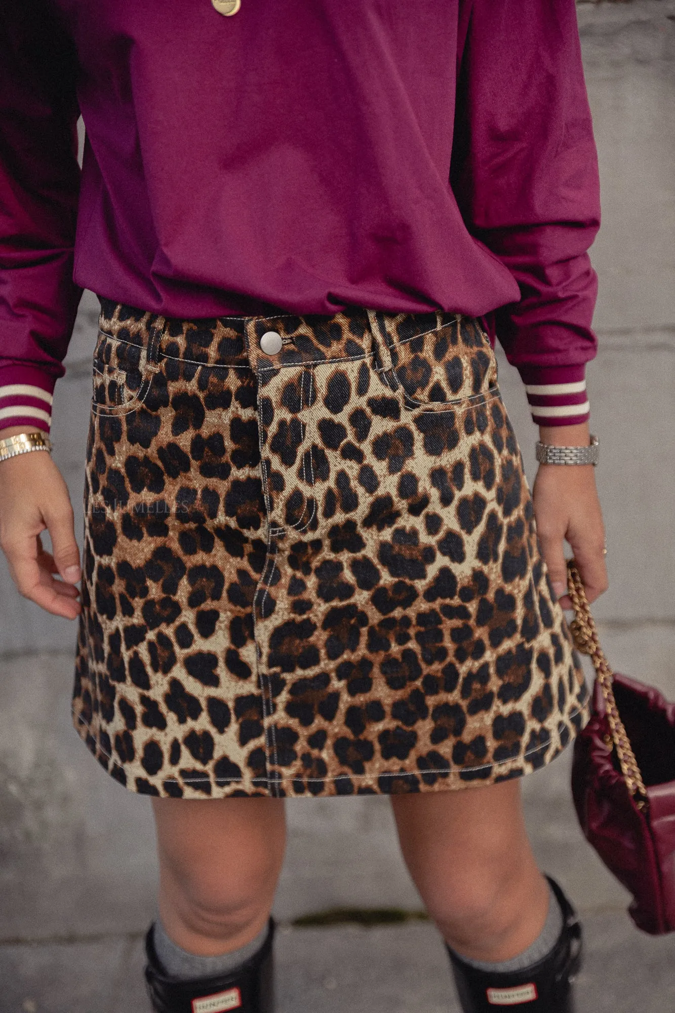 Jodie denim skirt leopard