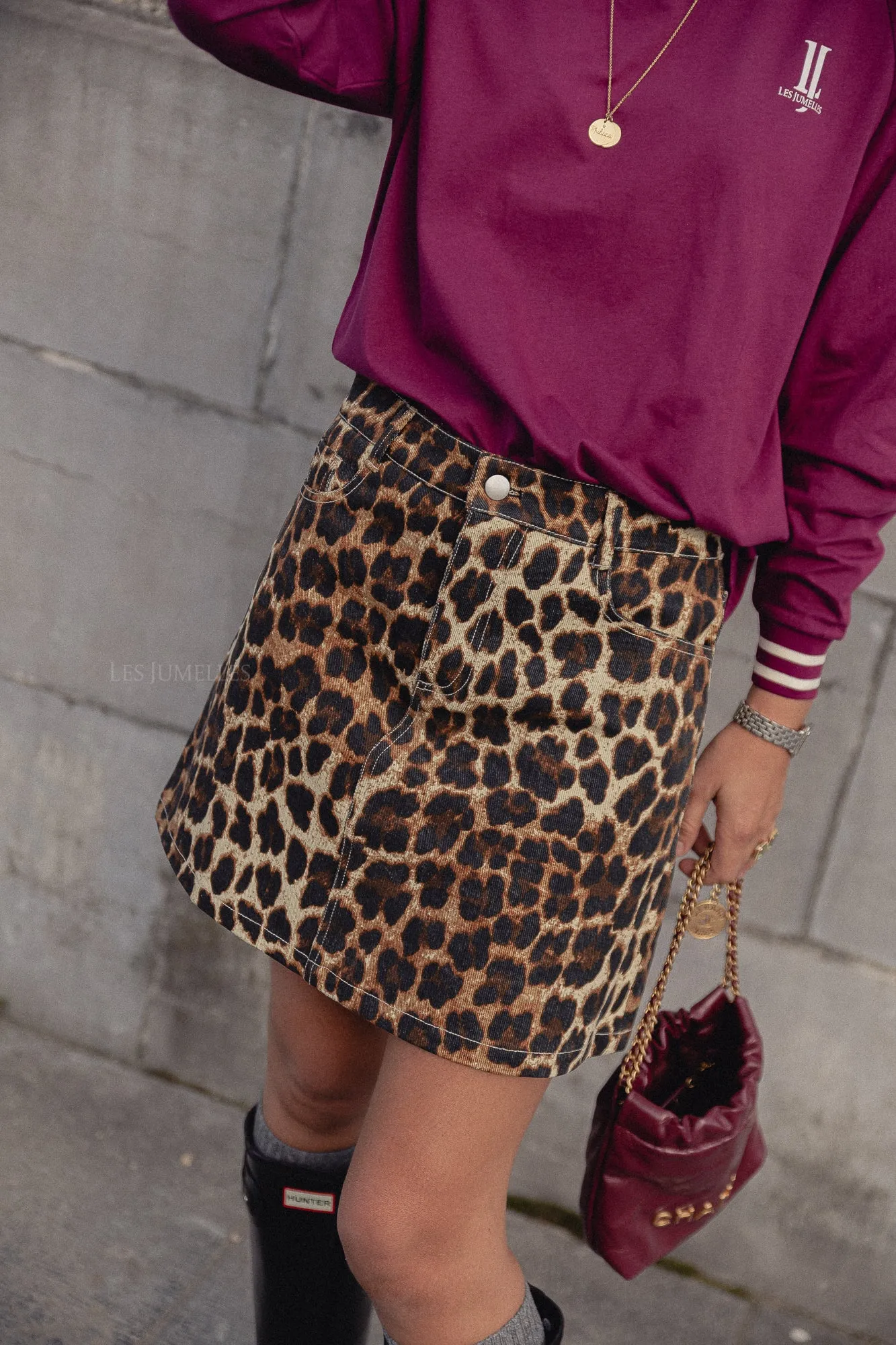 Jodie denim skirt leopard