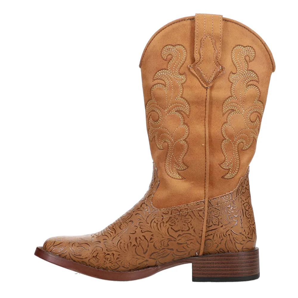 Kacey Embossed Square Toe Cowboy Boots