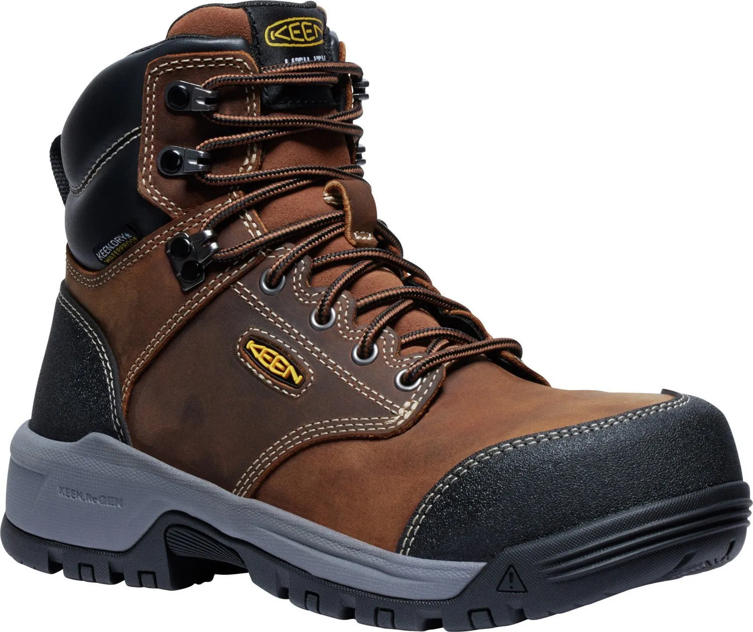 Keen Utility Womens Evanston 6in WP CT Bison/Black Leather Work Boots