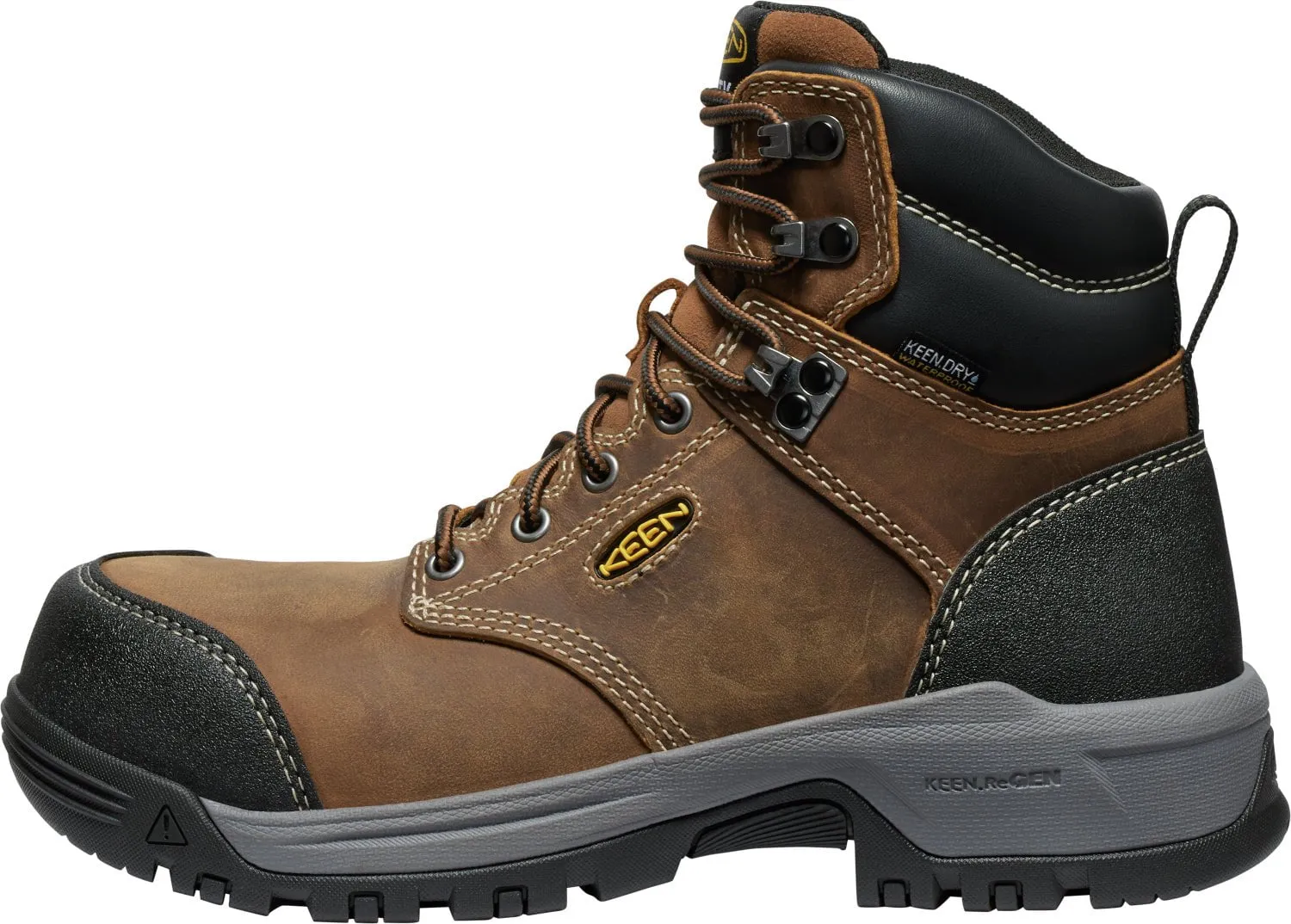 Keen Utility Womens Evanston 6in WP CT Bison/Black Leather Work Boots