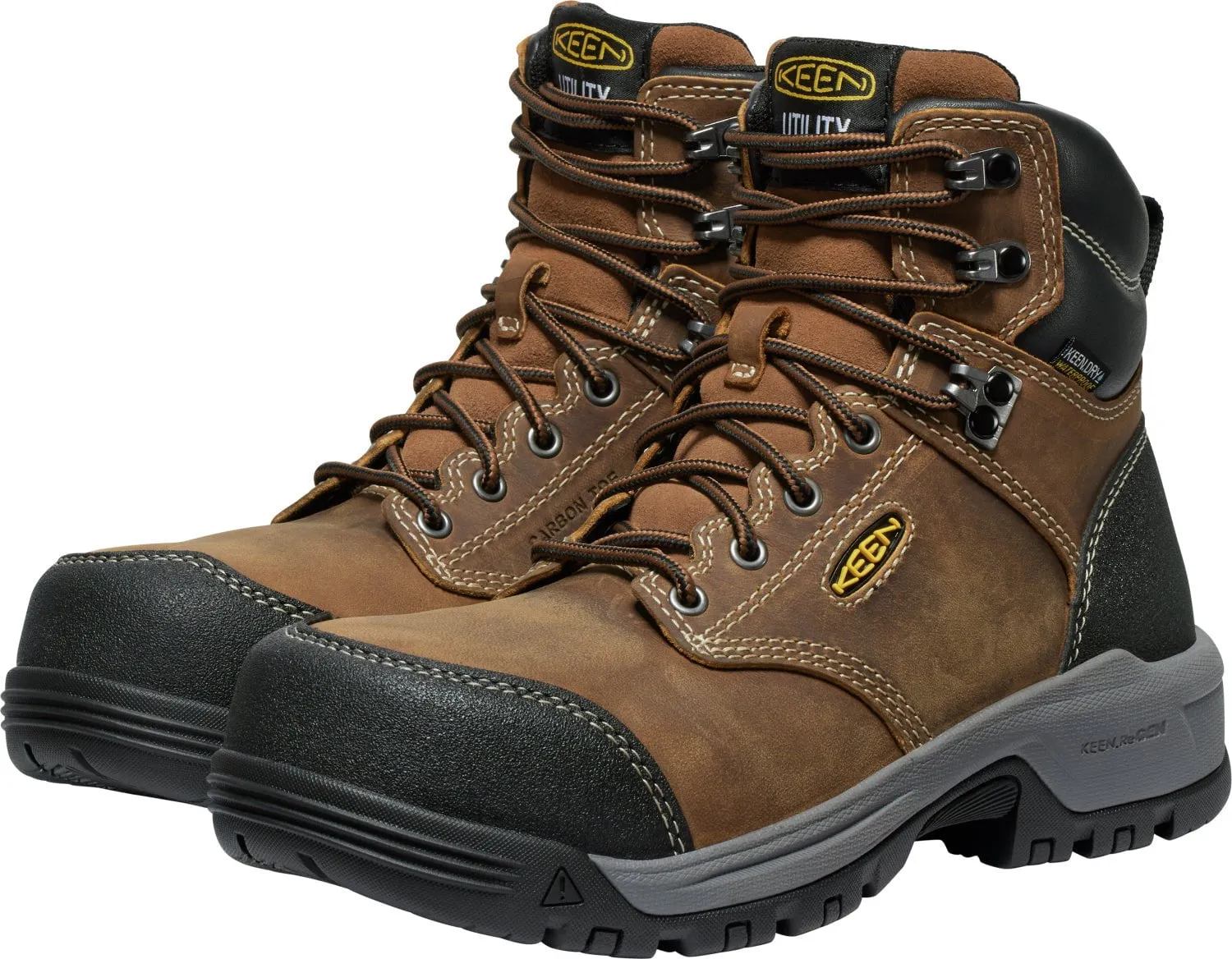 Keen Utility Womens Evanston 6in WP CT Bison/Black Leather Work Boots