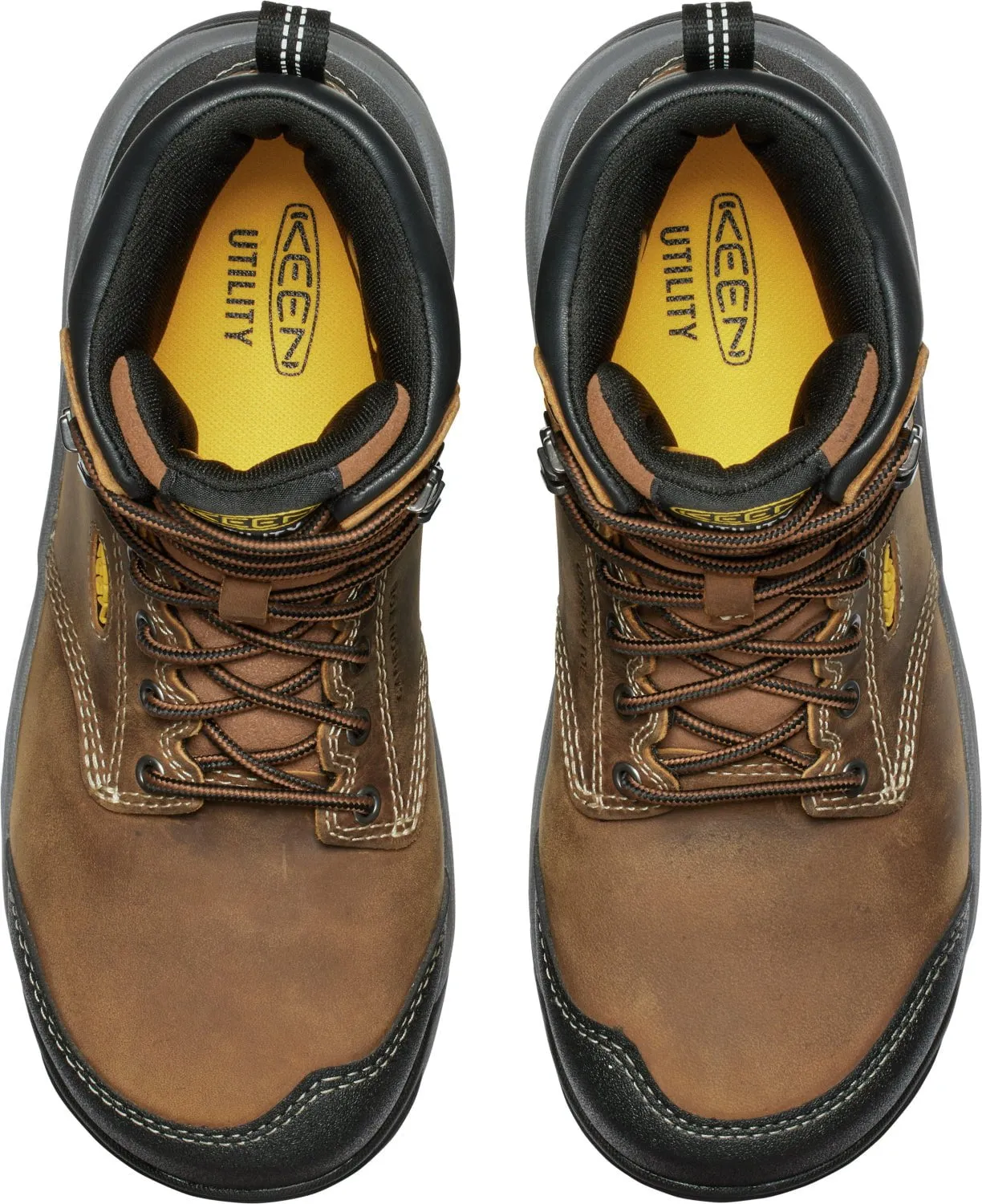 Keen Utility Womens Evanston 6in WP CT Bison/Black Leather Work Boots