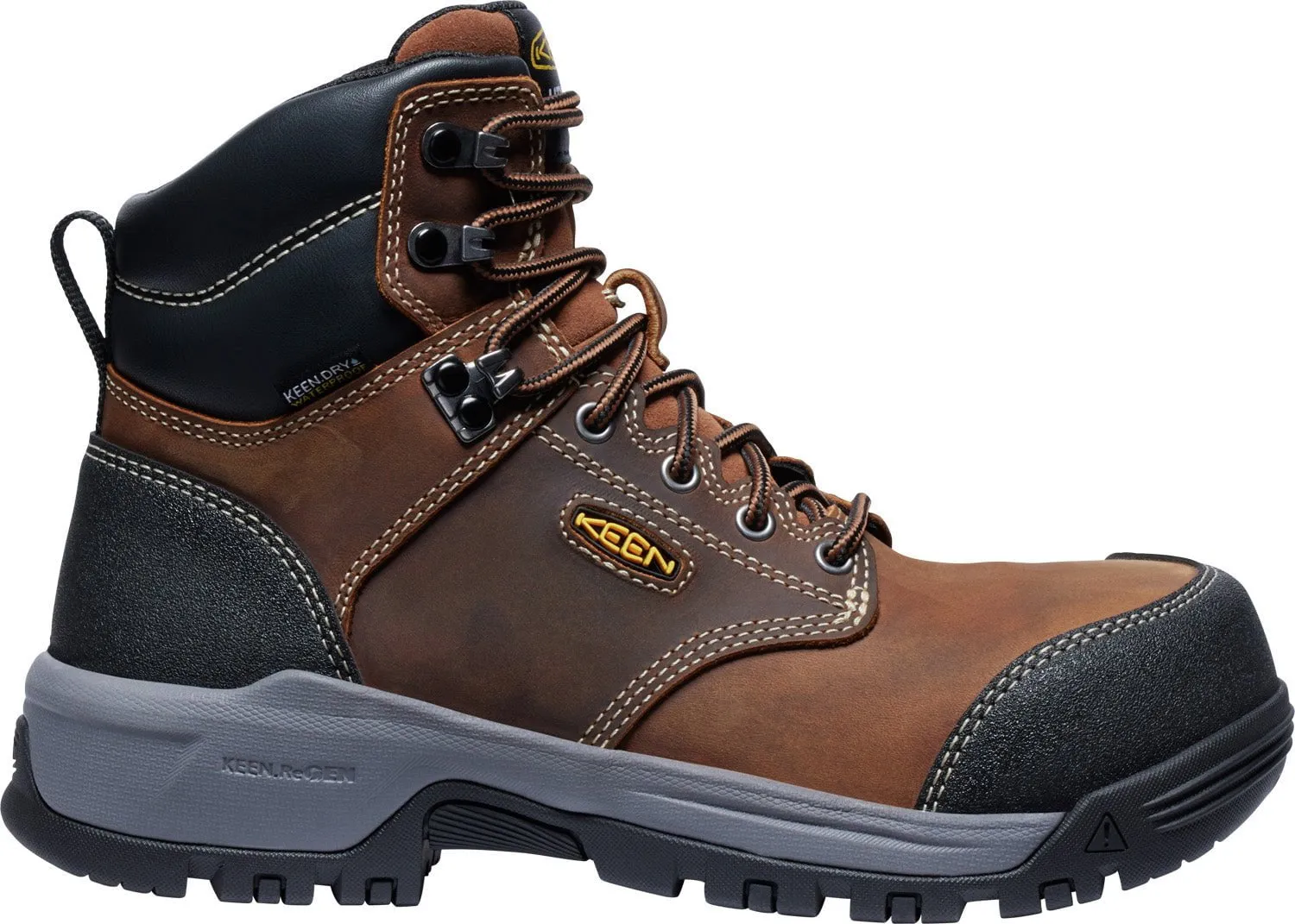 Keen Utility Womens Evanston 6in WP CT Bison/Black Leather Work Boots