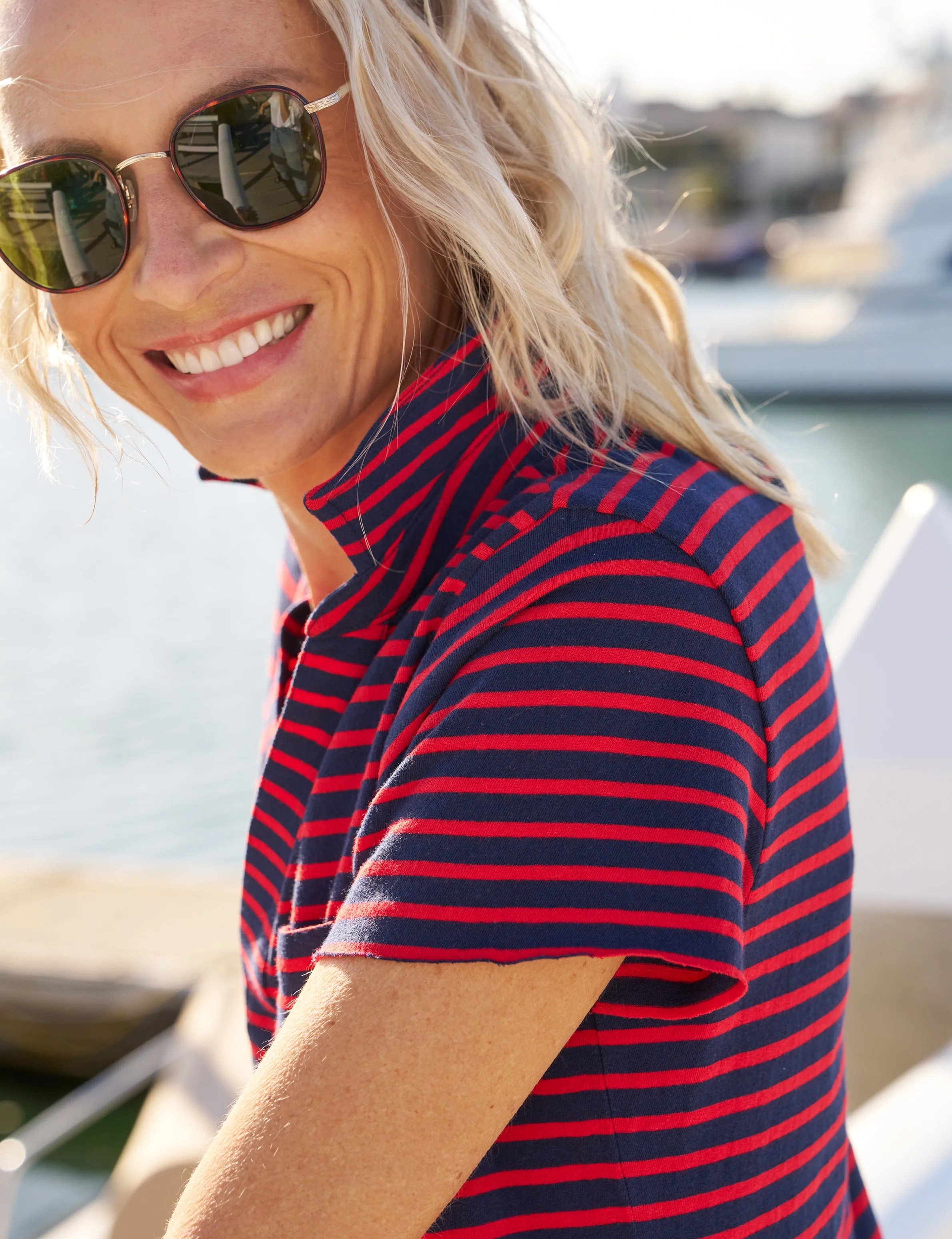 LAUREN Red and Navy French Stripe, Heritage Jersey