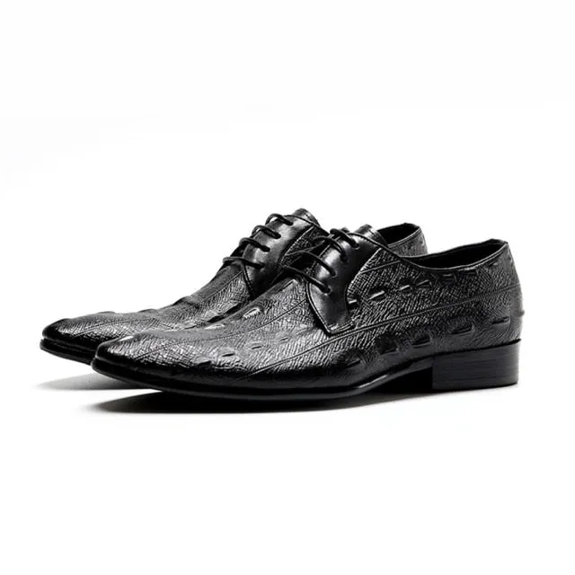 LuxeLeather Exotic Pattern Lace Up Oxford Dress Shoes