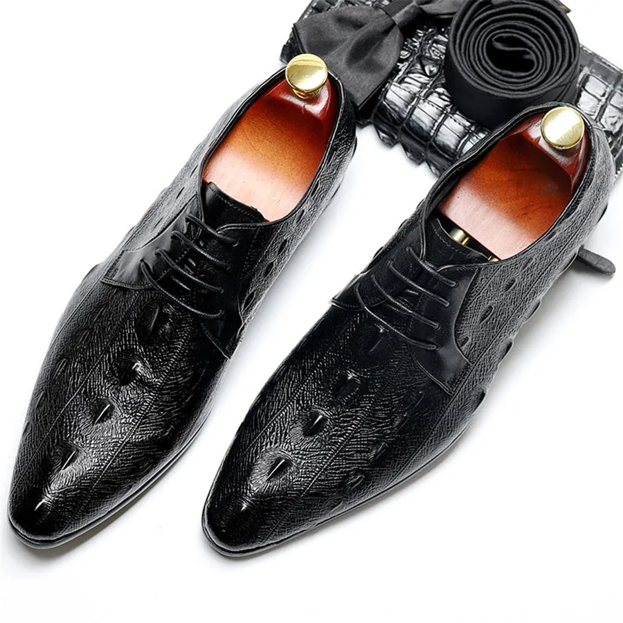 LuxeLeather Exotic Pattern Lace Up Oxford Dress Shoes