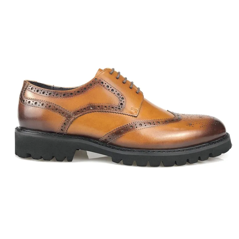 LuxePoint Exotic Lace-Up Leather Brogue Shoes