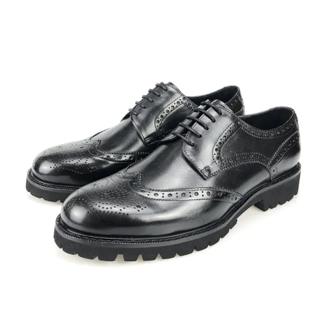 LuxePoint Exotic Lace-Up Leather Brogue Shoes