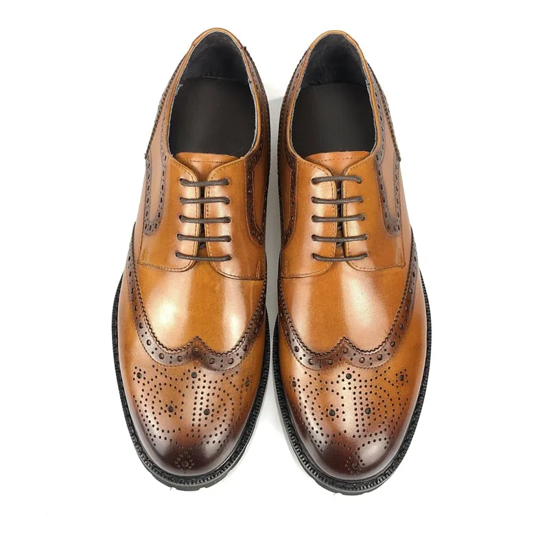 LuxePoint Exotic Lace-Up Leather Brogue Shoes