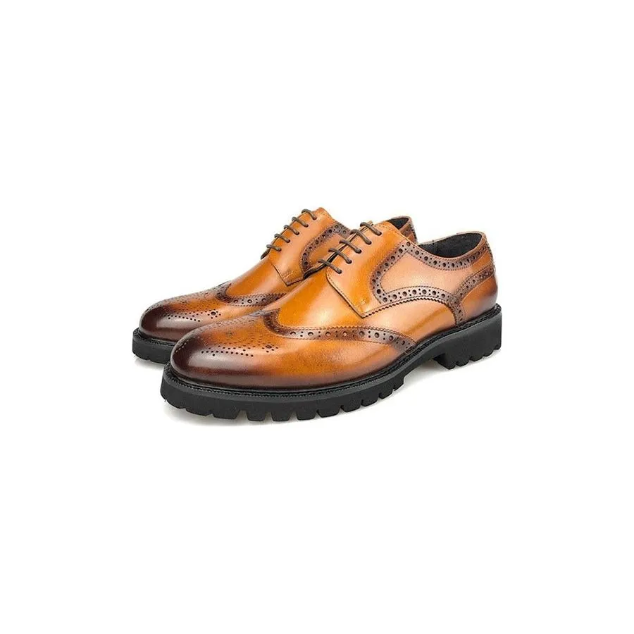 LuxePoint Exotic Lace-Up Leather Brogue Shoes