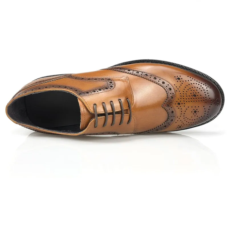 LuxePoint Exotic Lace-Up Leather Brogue Shoes