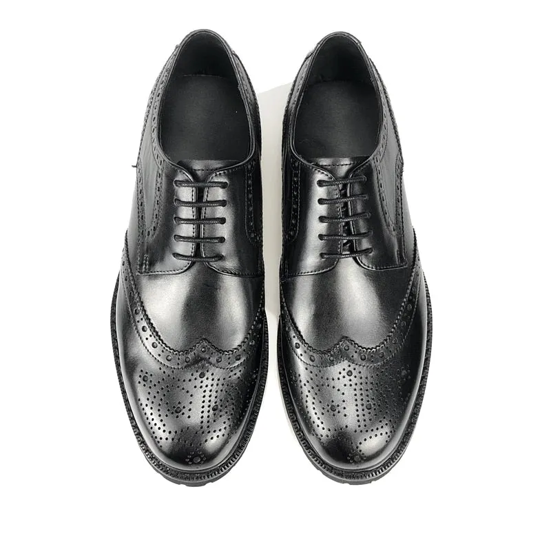 LuxePoint Exotic Lace-Up Leather Brogue Shoes