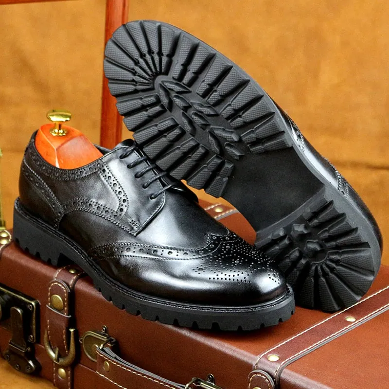 LuxePoint Exotic Lace-Up Leather Brogue Shoes