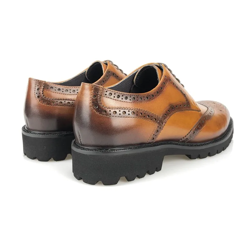 LuxePoint Exotic Lace-Up Leather Brogue Shoes