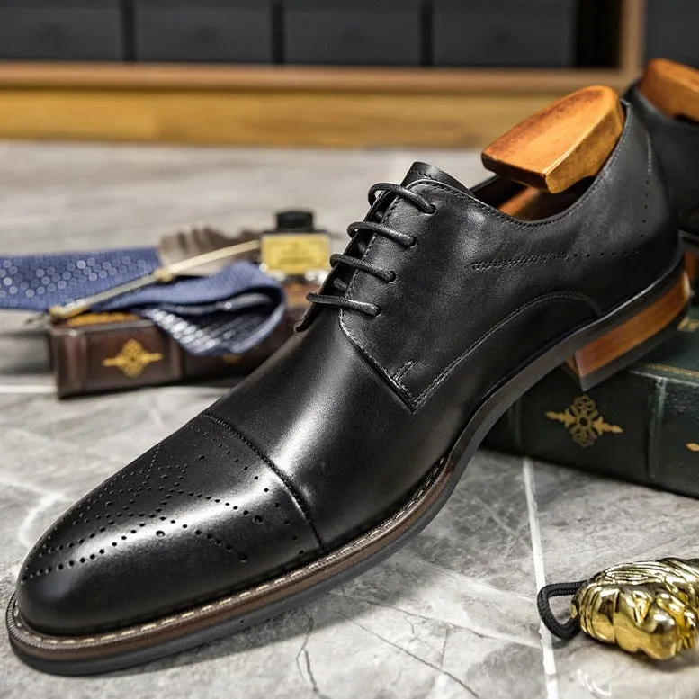 LuxePoint Leather Lace-up Dress Shoes