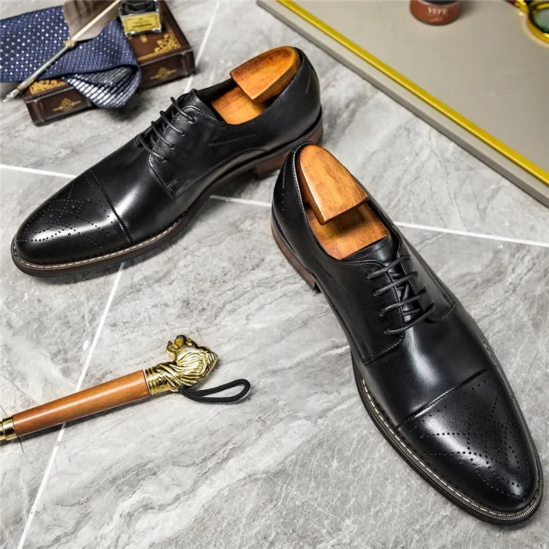 LuxePoint Leather Lace-up Dress Shoes