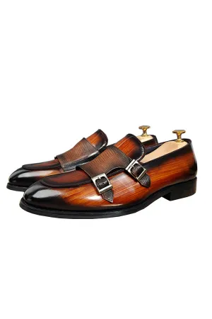 Luxleather  Buckle Texture Dress Shoes