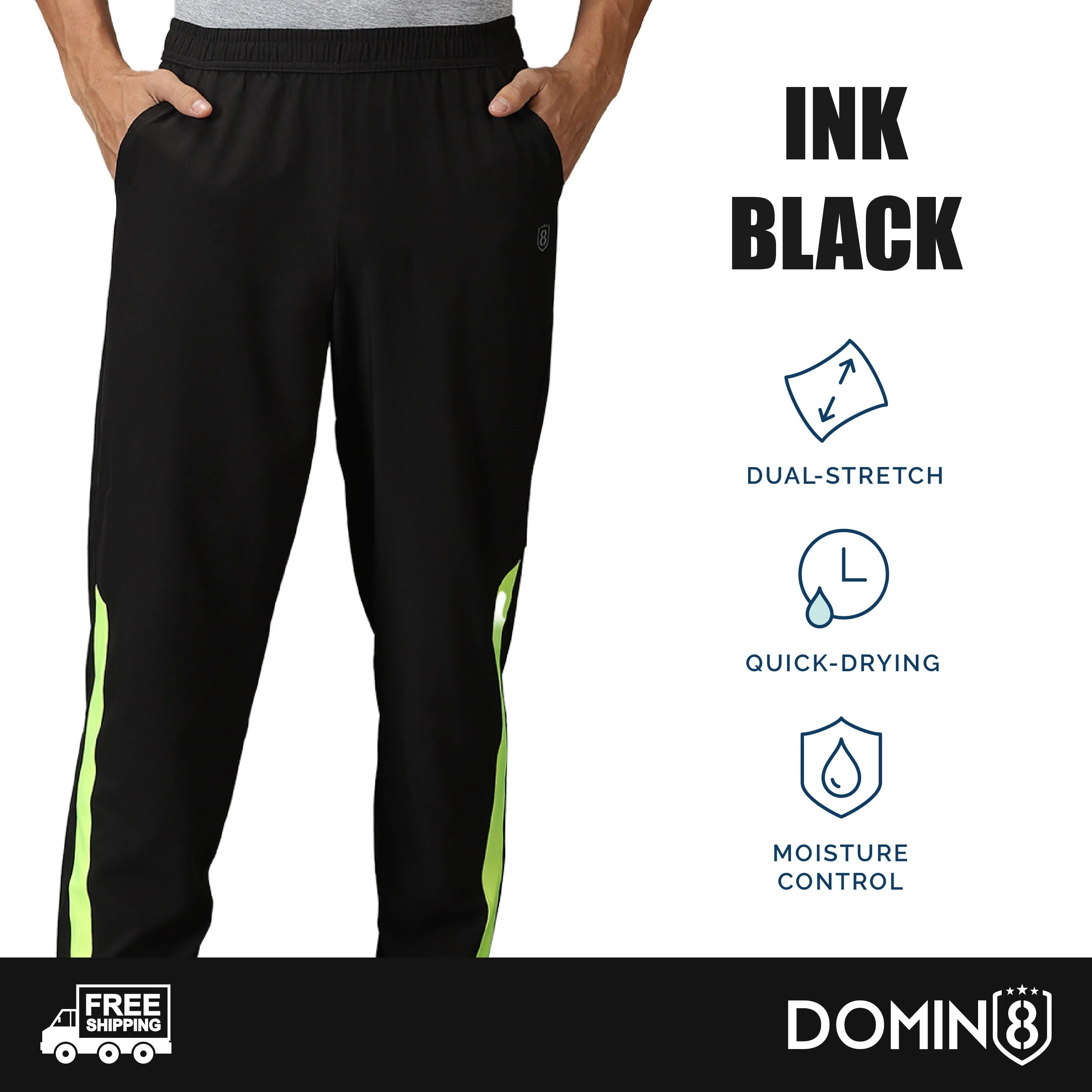 Men Black Training Track Pants With Slant Pockets